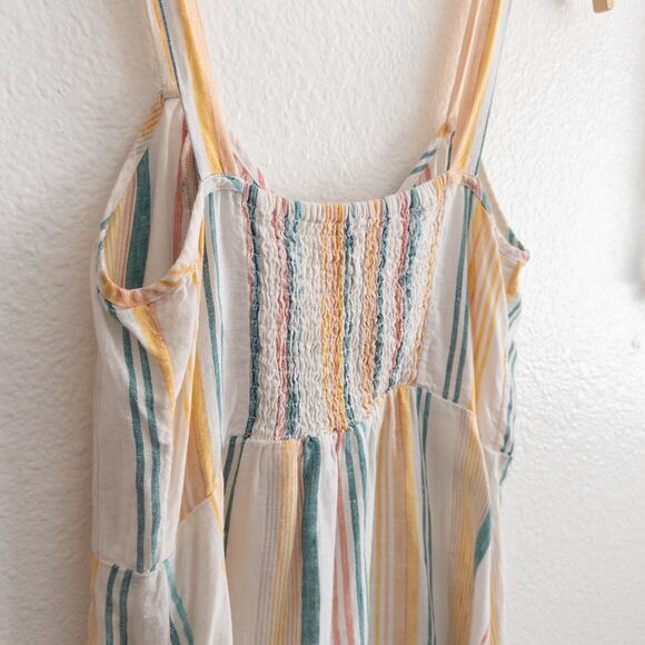 Madewell 100% Linen Striped Fitted-Bodice Midi Tank Sun Dress Size 2 - Picture 7 of 9
